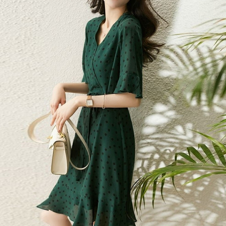 Polka Dot Heavy Silk Dress Hangzhou Silk Women's Clothing Mulberry Silk 2026 New Summer Mid-Length Dress
