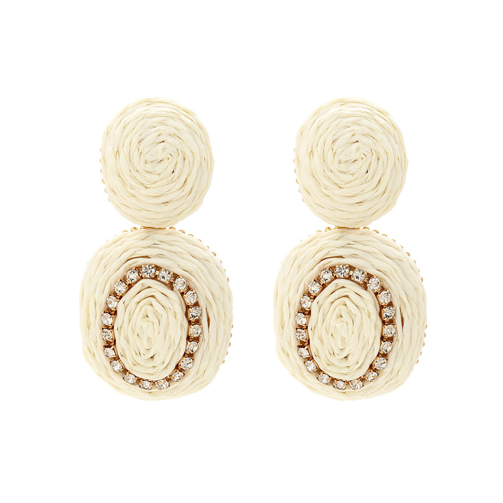 Bohemian Holiday Style Rattan Oval Earrings European And American Ins Hand-Woven Raffia Geometric Earrings For Women display picture 1