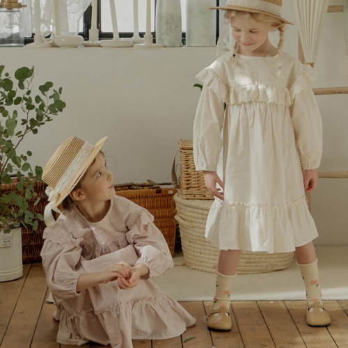Girls' Dress 2024 Spring Strawberry Style Korean Children's Girls' Fleece Edge French Princess Style Princess Dress Pre-sale