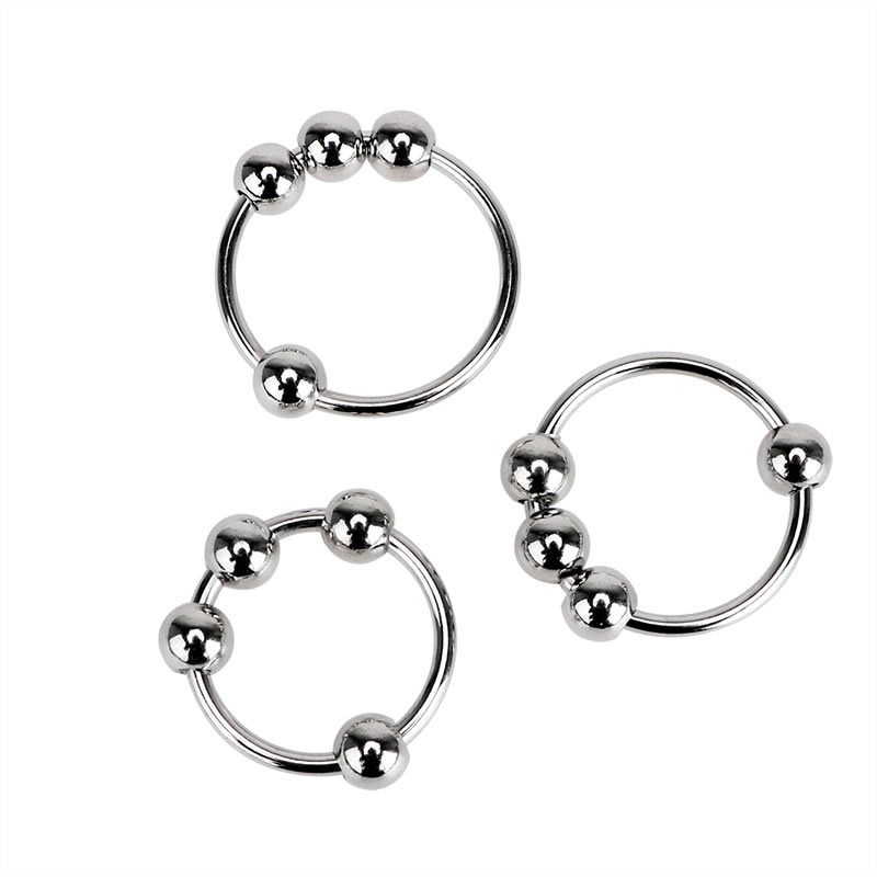 Metal Four-Bead Lock Ring, 50mm Inner Diameter, Non-Vibrating Penis Ring — detail image 3