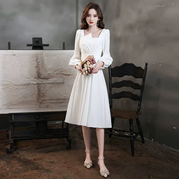 White long long-sleeve, mid-length