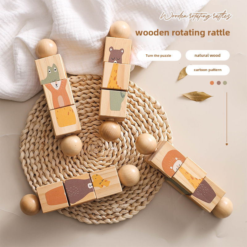 Wooden universal rotating geometric toy