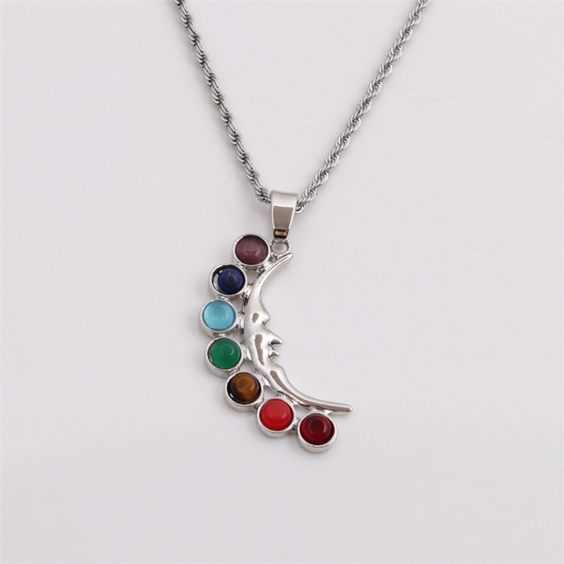 Stone Geometric Pendant Twist Chain Hip Hop Style Necklace Wholesale Jewelry Nihaojewelry display picture 14