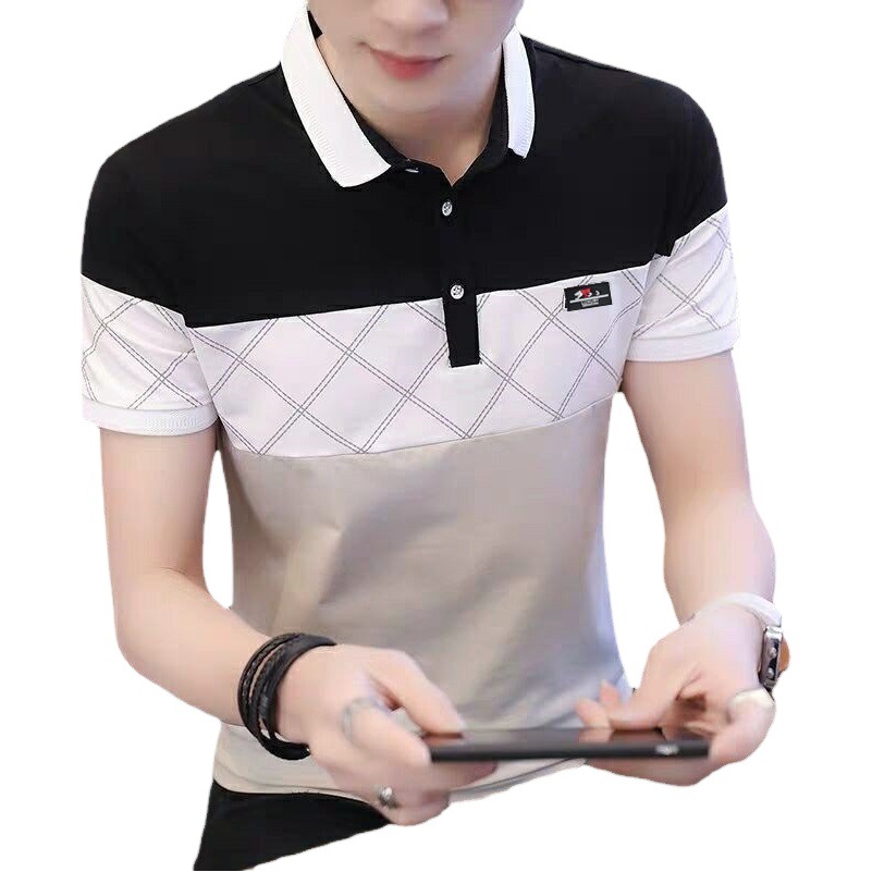 Venta al por mayor y al por menor Camiseta de manga corta de los hombres de verano camisa de polo de solapa coreana camisa de moda juvenil top de los hombres