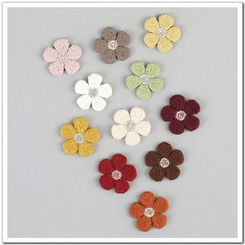 Цветок с пятью лепестками, маленький цветок, золотая нить, цветок, сердце, детские аксессуары для волос, заколка, брошь, аксессуары, цветок для обуви, аксессуары для одежды