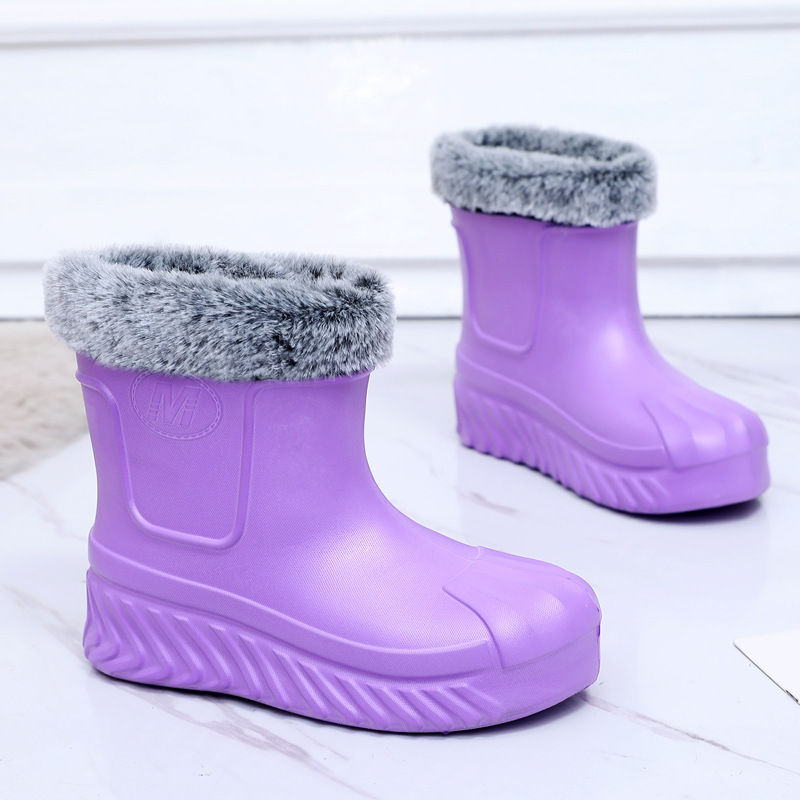 冬季防水棉鞋女高帮EVA加厚加绒保暖室外洗车冷库工作超轻底棉靴