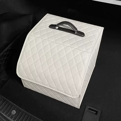 car trunk Camellia car | Car storage bag/box - white-non-cartoon-storage-box-small-size