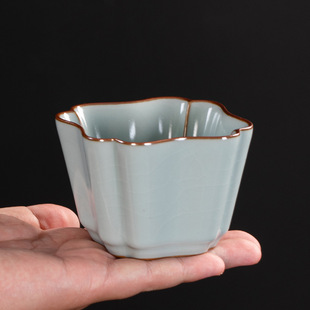 Ru Kiln vintage tea cup tea cup ceramic master Cup Open piece can raise tea bowl small tea cup kung fu tea set gift box