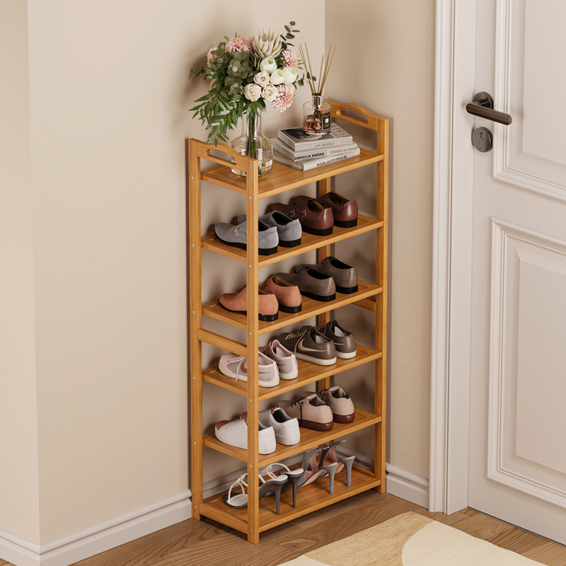Zapatero simple económico multi-capa a prueba de polvo hogar interior hermosa puerta de madera maciza pequeño gabinete de zapatos artefacto de almacenamiento