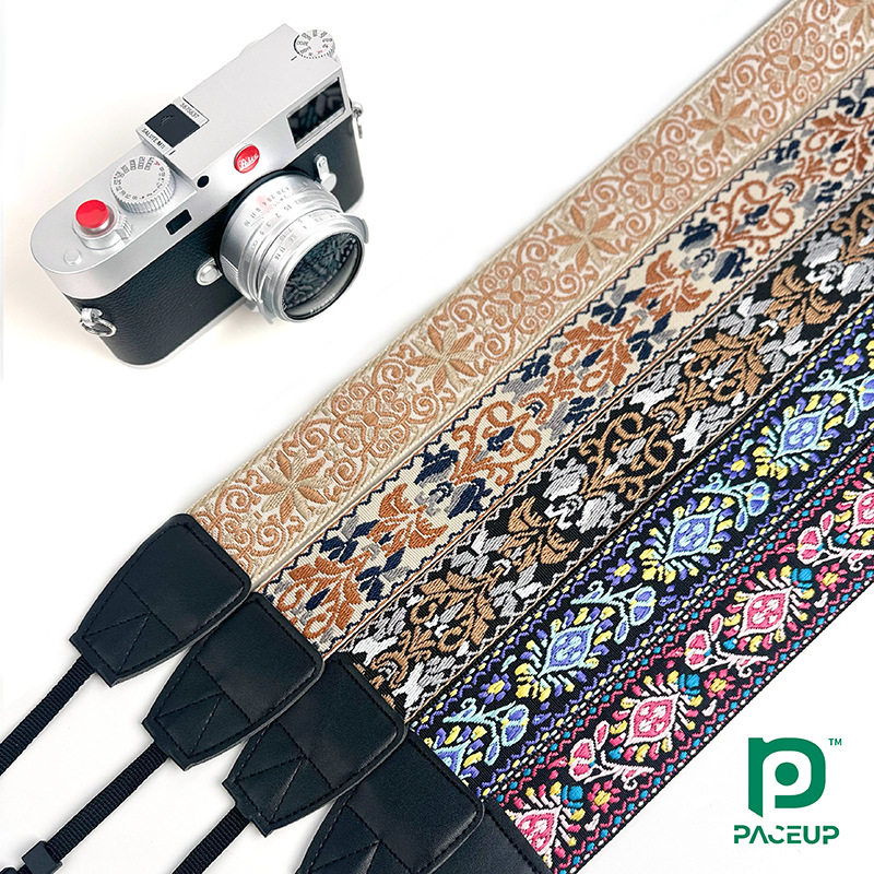 [Cross-border Direct Supply] Embroidered and woven ethnic style retro literary SLR/mirrorless camera shoulder strap photography stress relief belt