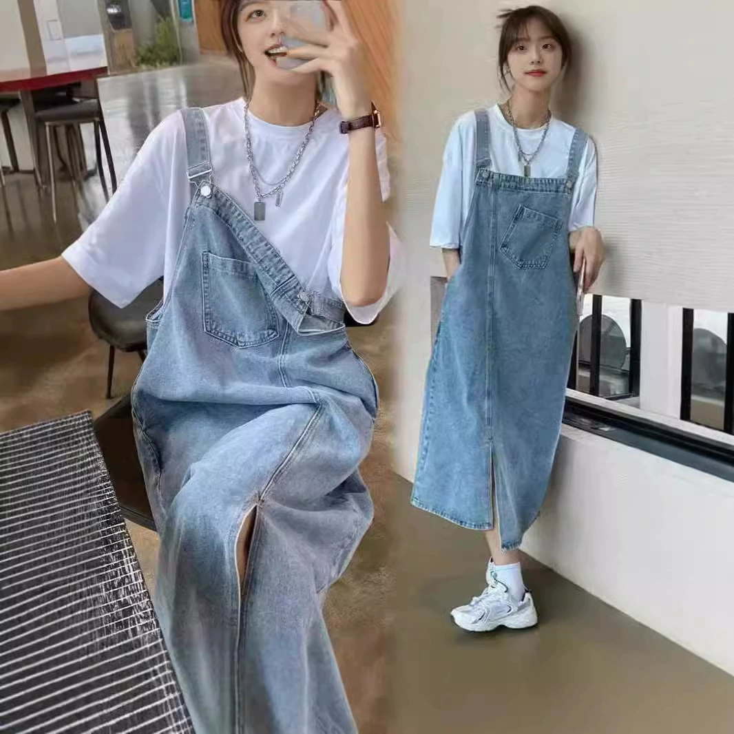 Винтажное джинсовое платье-сарафан для женщин, коллекция весна-лето 2026, нишевый дизайн, свободный крой, повседневное, стройнящее, модное