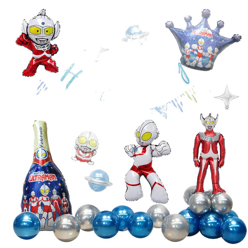 Temas de Ultraman Feliz cumpleaños sensación de ceremonia de niño atmósfera decoración escenario de decoración bebé niño fiesta globos