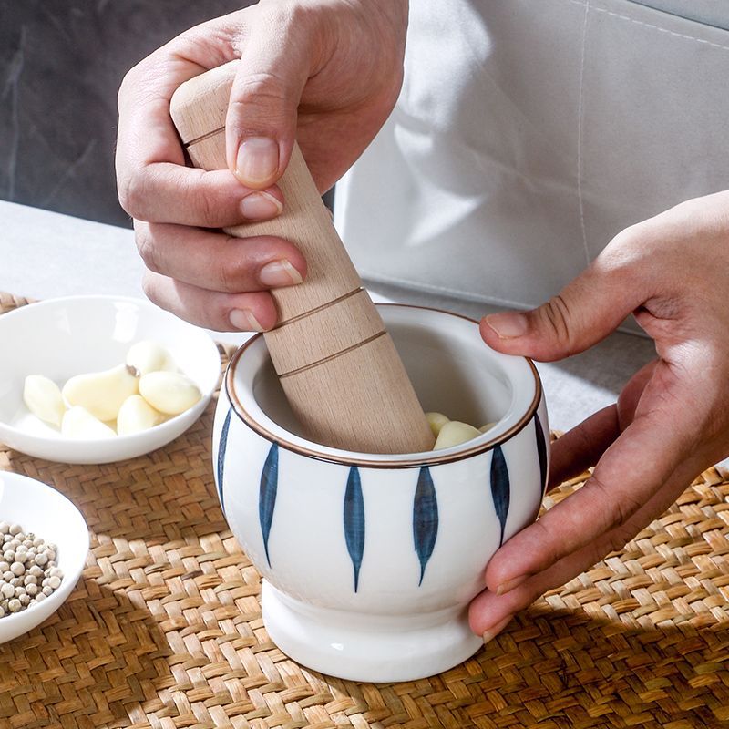 日式捣蒜器神器手动陶瓷老式蒜臼子研磨罐压蒜泥捣碎罐