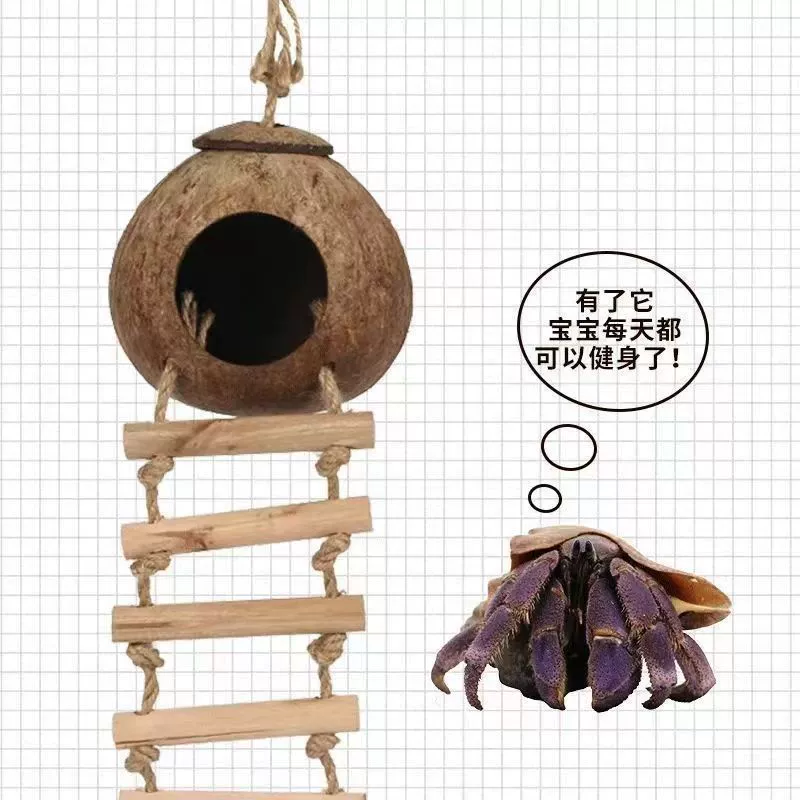 Гнездо для хомяка из скорлупы кокоса, укрытие для краба-отшельника, гнездо для лазания, искусственный ротанговый гамак для рептилий, скорлупа кокоса для краба-отшельника