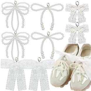 Princess Bow Pearl Shoe Buckle All-match Shoe Decorative Shoe Flower Lace Bow Shoe Buckle Shoe Accessories Women