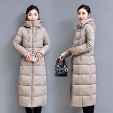 羽绒棉服女中长款冬季新款棉衣过膝长款加厚修身外套