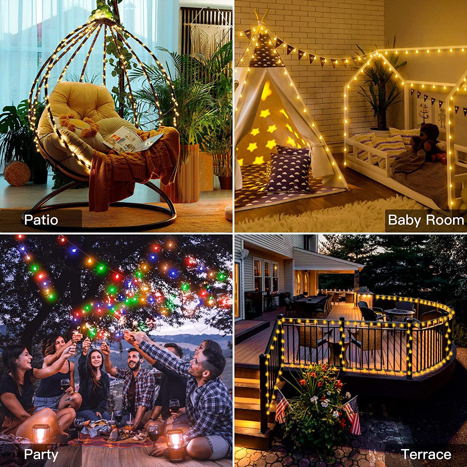 Illuminazione natalizia Luce solare a LED a forma di stella Luce d'atmosfera Luce da campeggio Tipo C Luce a stringa di ricarica Rete da celebrità Lanterna decorativa Luce da tenda_voghion.com