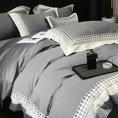 Luxury 100% Long Fiber Cotton Gauze Quilt Set Embroidery Pure Cotton Pillowcase Naked Sleep Sheet Bedding 