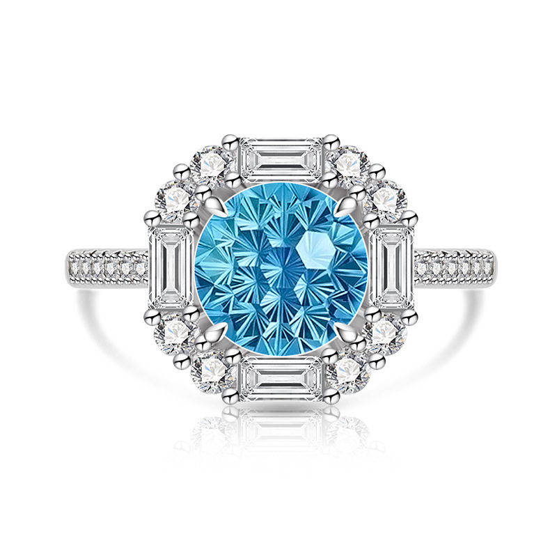 Gold Plated Fireworks Ring With Colored Gemstone And Diamond_voghion.com