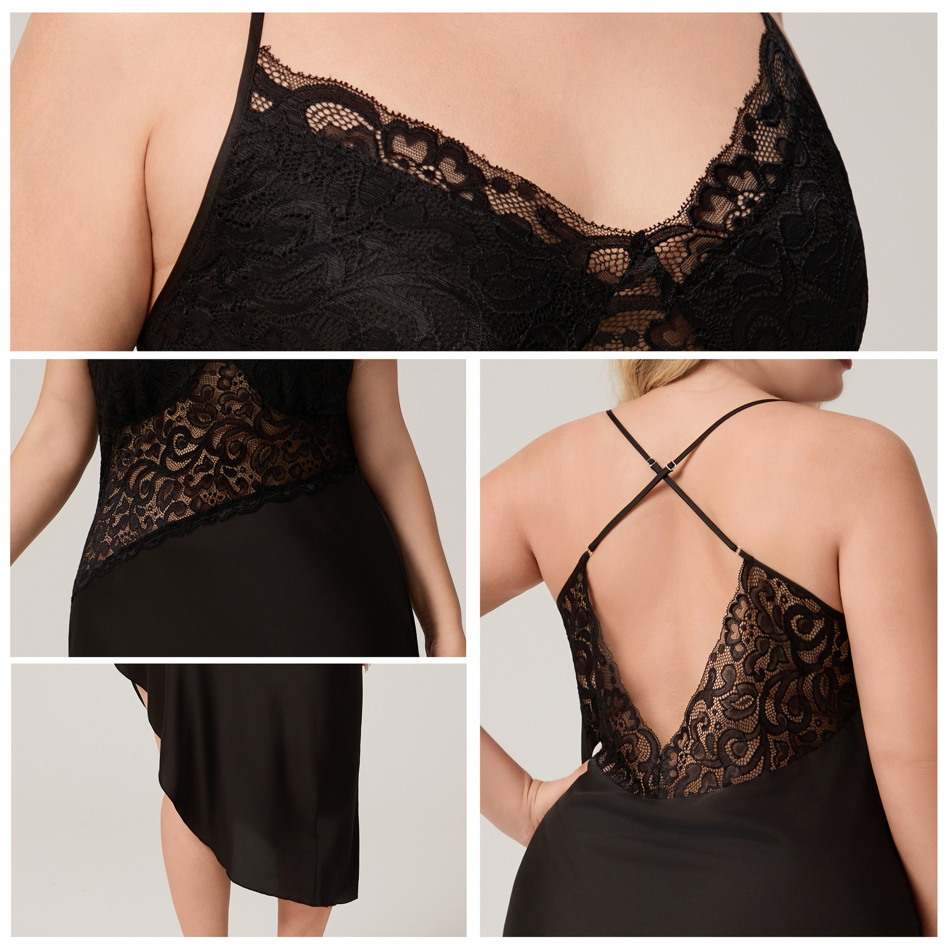 Yaoting transfronterizo de tamaño grande satén cabina pijama mujer verano damas encaje sexy pijama ropa larga para el hogar SQ5005