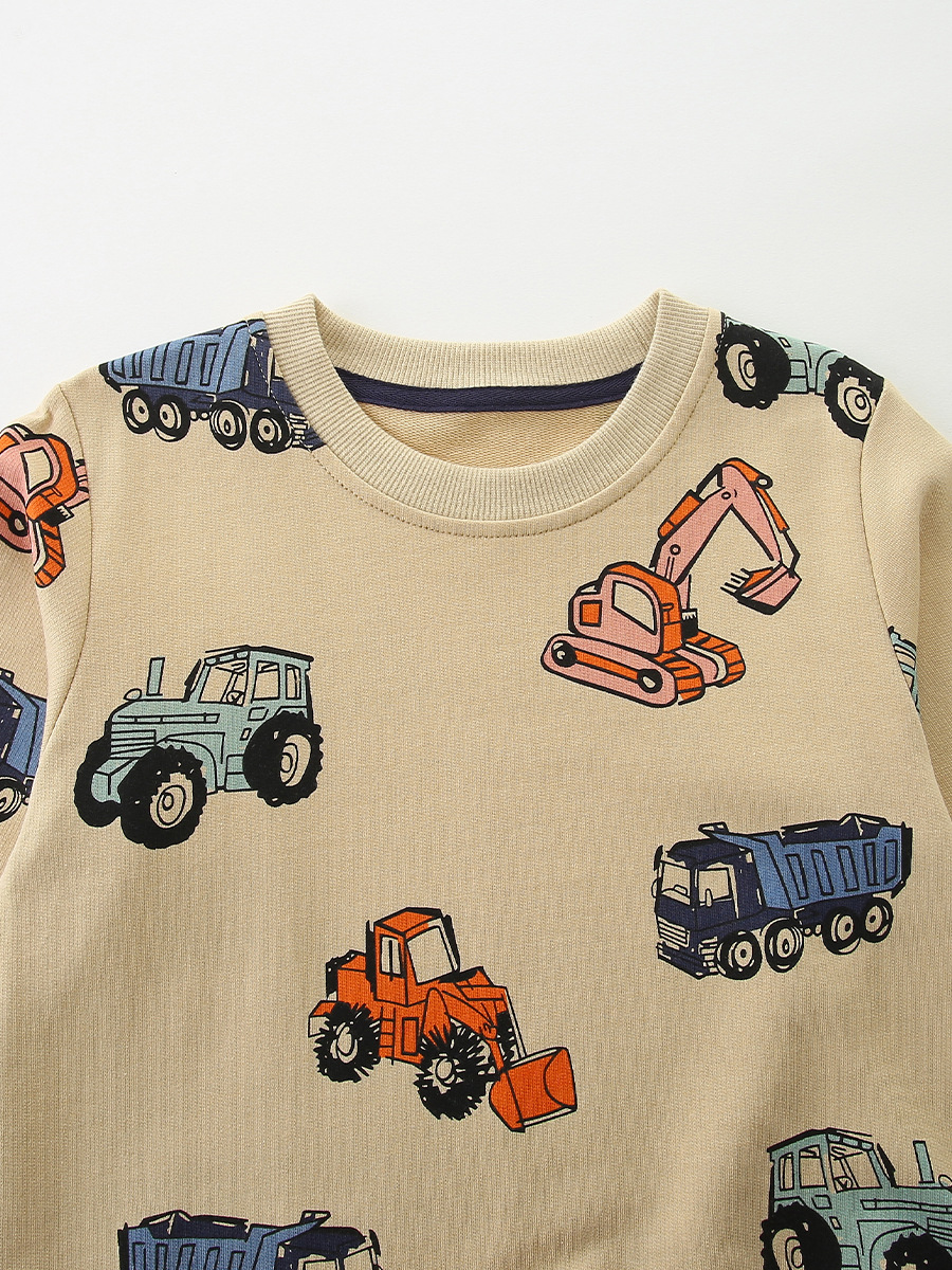 26 otoño algodón de cuello redondo chaqueta de niños de moda impresión de automóviles de manga larga chaqueta infantil