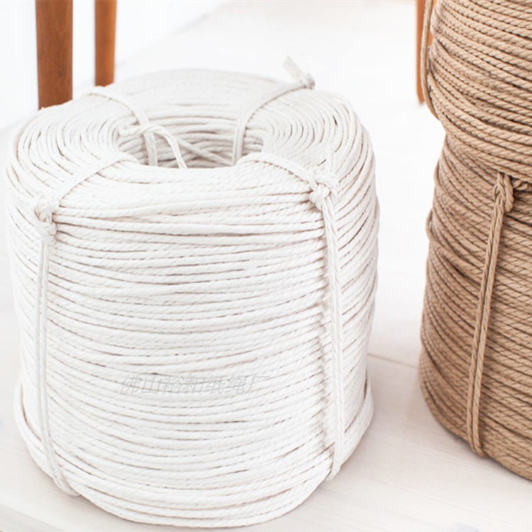 FSC防水牛皮纸绳白色三股Y椅编织带4.0mm纸绳子家具编织用纸藤