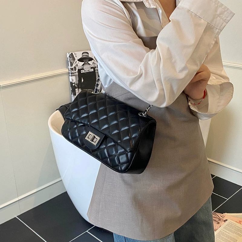 One-Shoulder Diamond-Pattern Shoulder Bag, Quilted Summer Bag, Stylish High-Quality