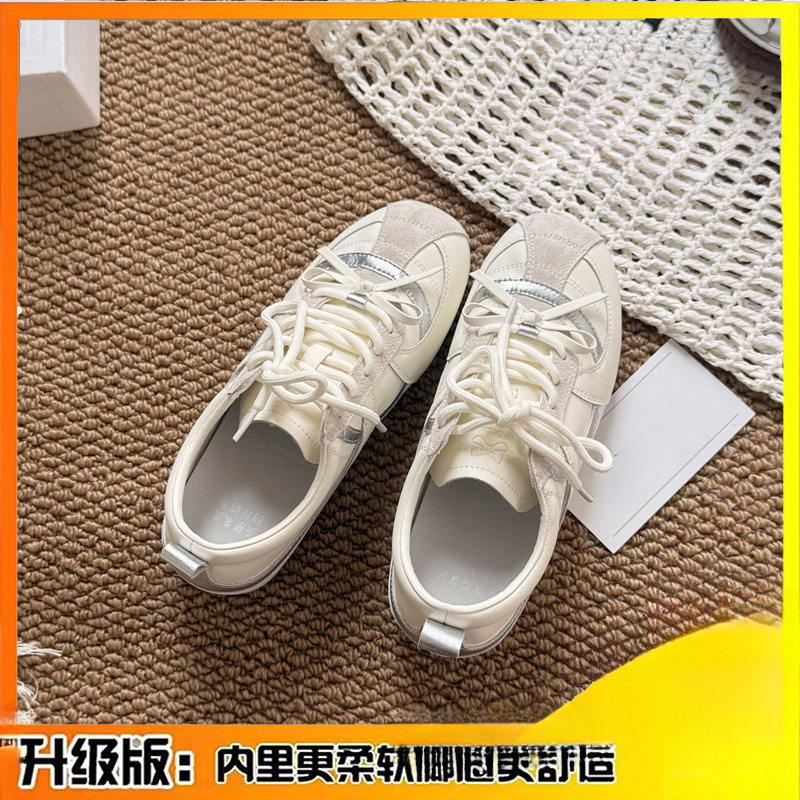 银色德训鞋女款2025春秋新款百搭轻便软底潮流休闲鞋运动小白鞋子|undefined