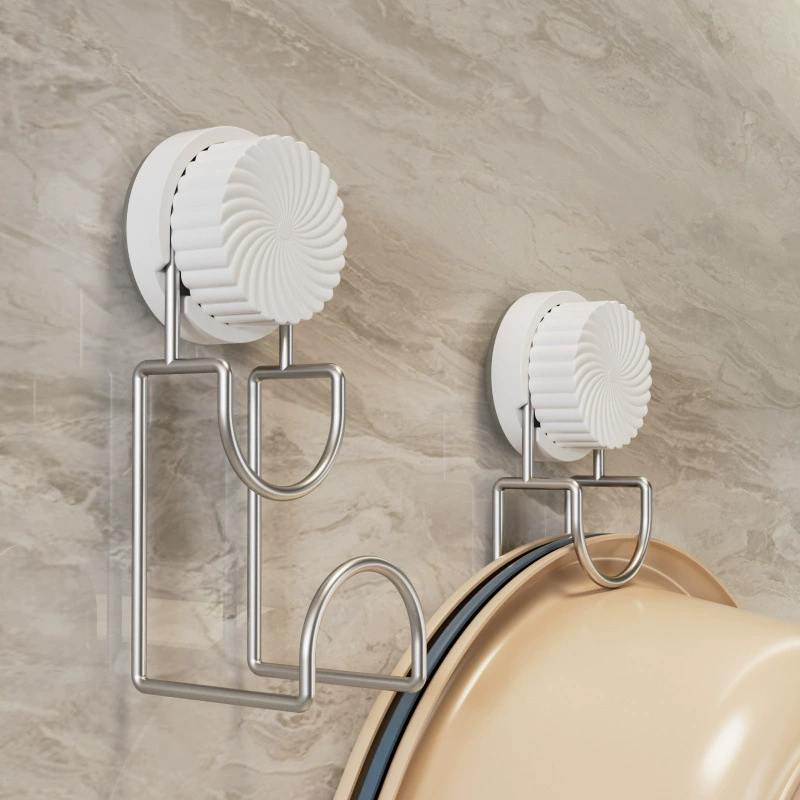 Suction‑cup hook storage rack, powerful rotating vacuum mount, wall‑safe for bathroom, white or black