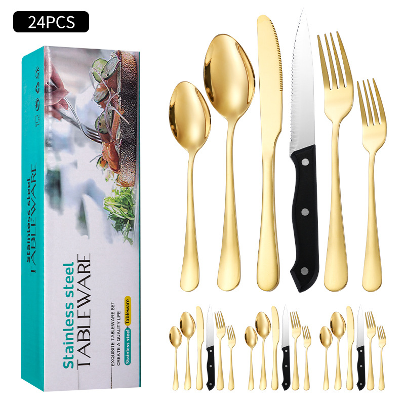 Caja verde 1010 principal 5 cuchillo de carne dorado (24 piezas)