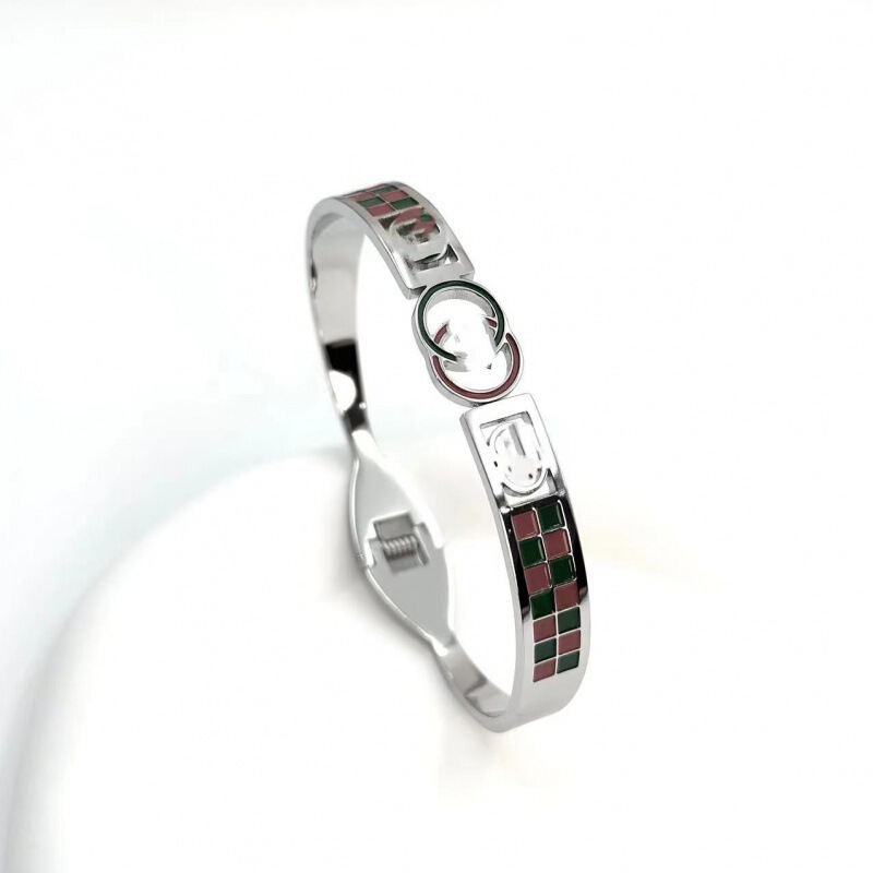 Vintage Fashion Light Luxury High-End Gucci Letter Hollow-Out Titanium Steel Bracelet with Unique Style High-End Version Wristband