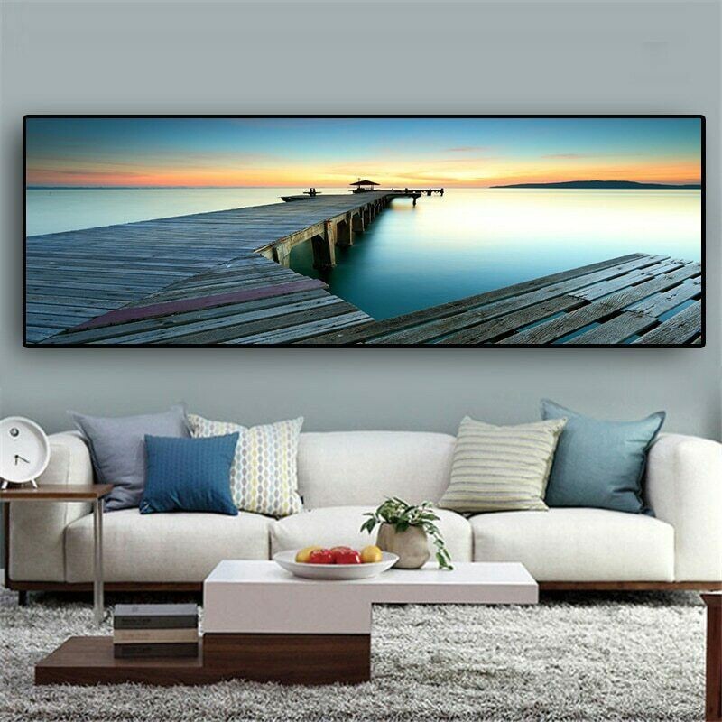 HD spray painting oil painting decorative painting single sunset beach deck painting hotel home B & B sofa background hanging painting