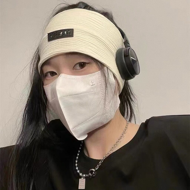 Verano delgado correa de pelo para mujeres suave y cómodo estilo coreano inins viento amplio borde lavar la cara correa de pelo letras sólidas adornos para el pelo