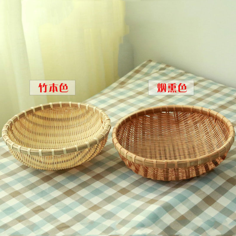 竹編簸箕饅頭收納籃手工編織洗菜瀝水淘米籃水果籃果盤小籮筐竹筐