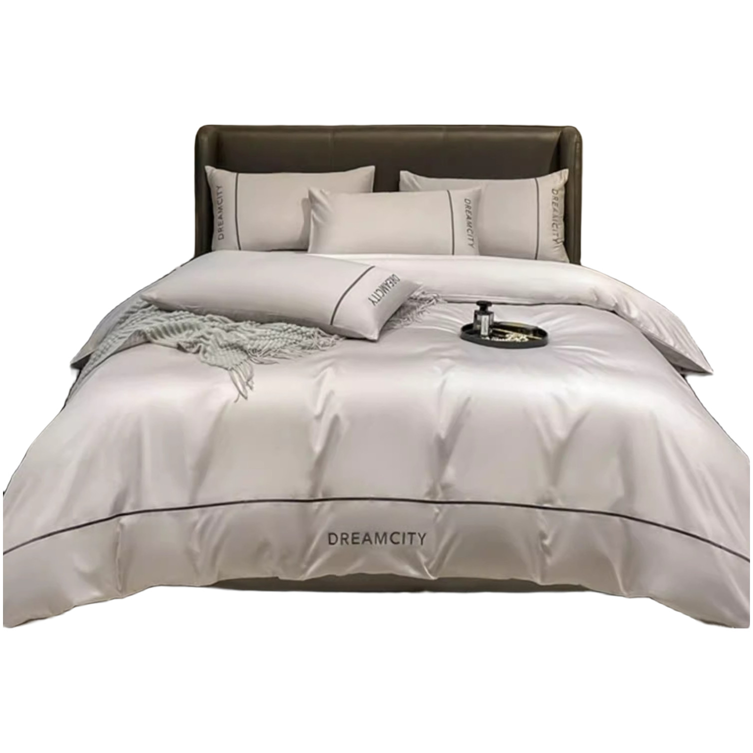 Funda de edredón de algodón de cuatro piezas de algodón de fibra larga, funda de edredón de verano individual de algodón de fibra larga, ropa de cama de alta calidad de lujo ligero