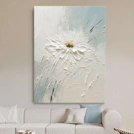 MB.手绘油画花开富贵客厅花卉极简抽象立体装饰画玄关肌理感挂画