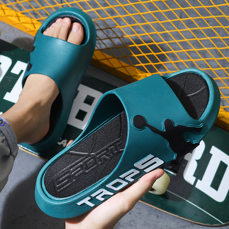 Slippers Men's Summer Household Summer Trendy Basketball Sports Leisure One-Word Slippers Outdoor Home Slippers Men's Wholesale
