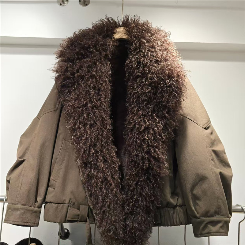 2025 otoño y invierno nuevo estilo elegante temperamento de moda casual simple con solapa grande perezosa versátil abrigo de piel imitada