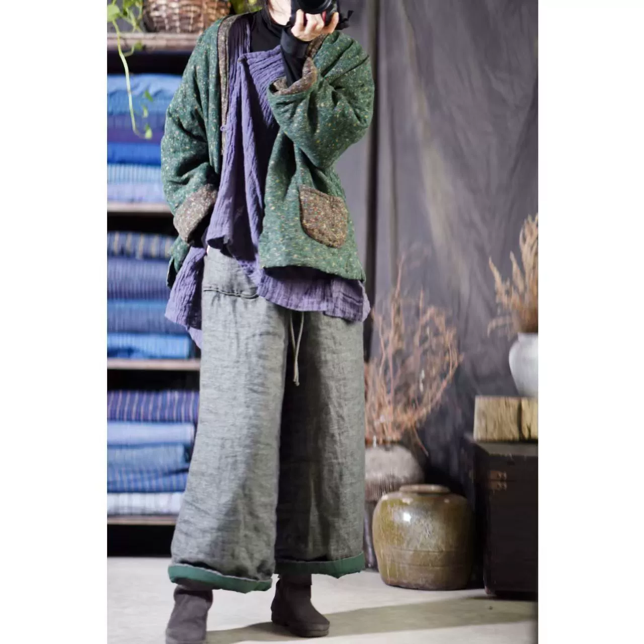 20/10/Наньсюнь/осенний и зимний национальный стиль ретро женские льняные широкие брюки свободные тонкие хлопчатобумажные повседневные брюки