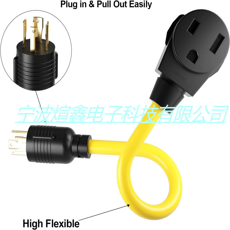 Welder Adapter Plug Line L14-30P Plug to 6-50R Socket 30 Amp to 50 Amp Extension Line Welder Adapter Plug Line L14-30P Plug to 6-50R Socket 30 Amp to 50 Amp Extension Line