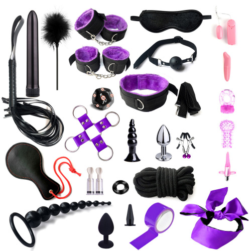 Source manufacturer of BDSM sex products, 35-piece multi-piece suit, webbing straps, cross-border matching anal plugs