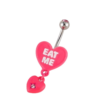 Cute Pink Bear And Evil Eye Belly Button Ring For Women_voghion.com