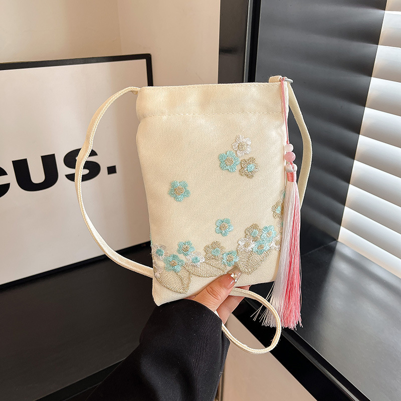 中国風文学ファッション新しいトレンド刺繍キャンバスニッチデザインポータブルクロスボディショルダーバッグ女性のためのシンプルな|undefined