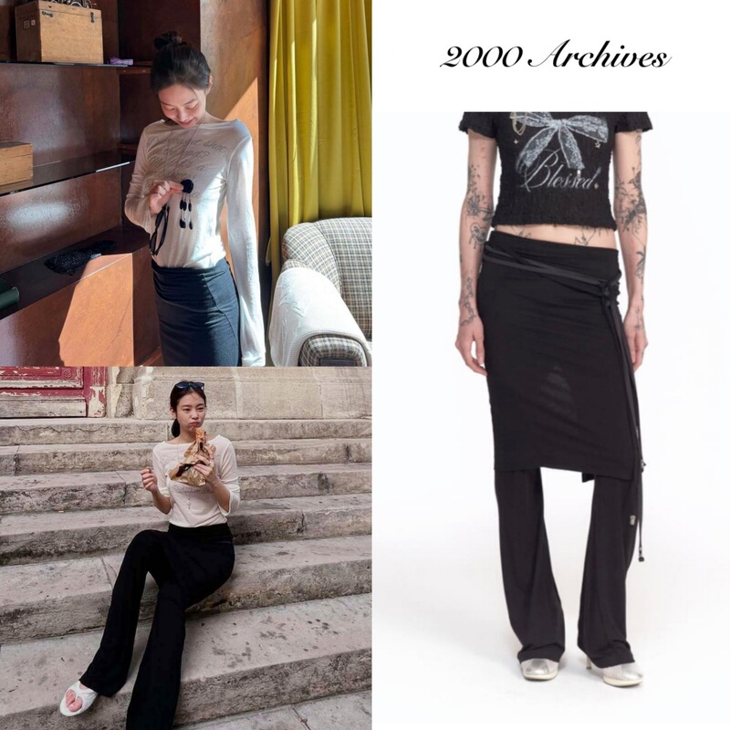 In-Stock Jennie Kim's Same Style 2000Archives Korean Fake Two-Piece Skirt Pants for Women, Slim Fit Flared Pants In-Stock Jennie Kim's Same Style 2000Archives Korean Fake Two-Piece Skirt Pants for Women, Slim Fit Flared Pants
