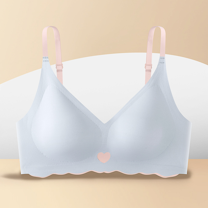 Push up beauty back sin anillo de acero sujetador de color de contraste de onda sin costuras con almohadilla en el pecho anti-exposición sujetador de la correa del pecho ropa interior