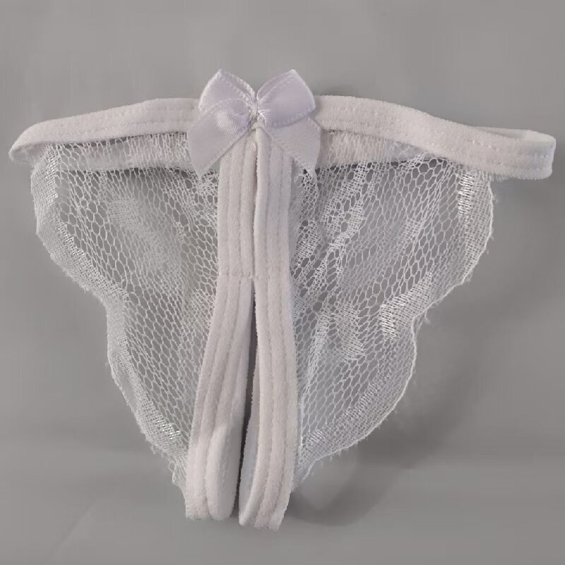 Doll-Style Sexy Lace Thong Panties, T-Back Panties for Women, Open-Crotch Panties, No Need to Take Off, One-String Low-Waist Transparent Briefs