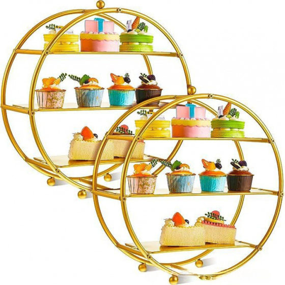 Party Wedding Round Cupcake Rack Dessert Table Display Birthday Golden Layered Cake Rack Round Dessert Rack