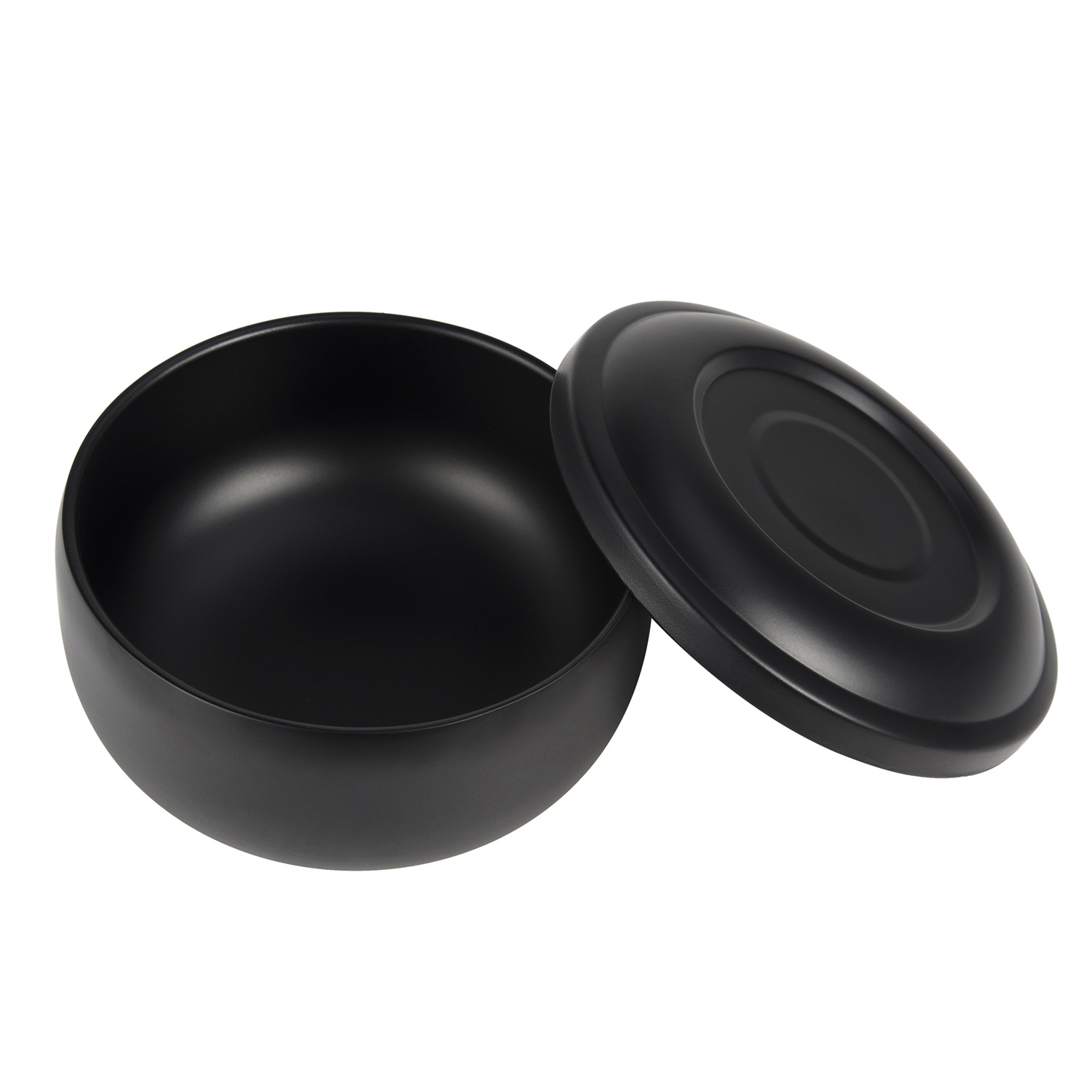 En stock al por mayor de los hombres de jabón de afeitar de plata tazón de acero inoxidable con tapa de cepillo de rejilla