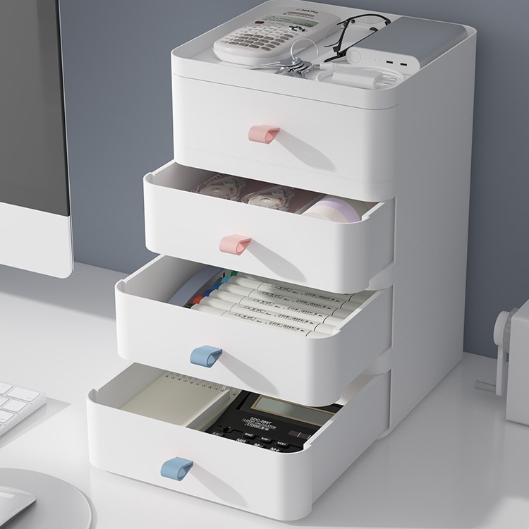 デスクトップ収納ボックスプラスチック引き出し式オフィスファイルシェルフ化粧品寮文房具マスク小箱|undefined