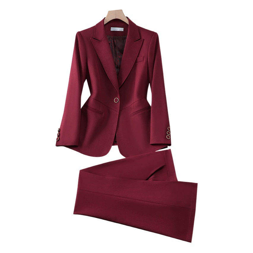 Высококачественный красный пиджак для женщин Весна и осень 2024 новый модный темперамент профессиональный костюм хозяина ежегодной встречи